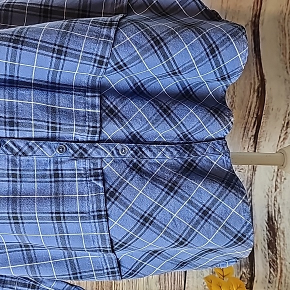 NEW J JILL BLUE PLAID OVERSIZED LONG SLEEVE BUTTON-UP SHIRT - Picture 3 of 15